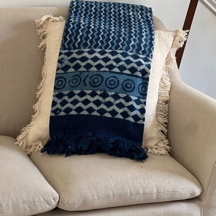 Blue Indigo Block Print Throw Blanket Couch For Livingroom Decor