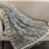 Boho Sage Green Throw Blanket Couch