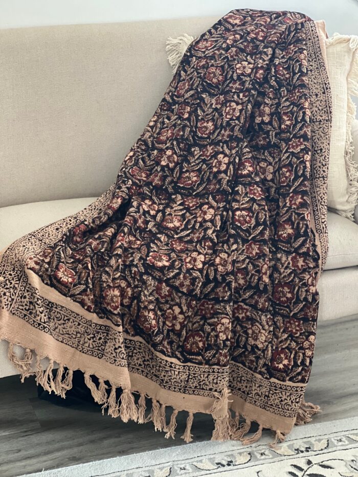 Brown Floral Blanket