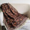 Rust Floral Throw Blanket Couch