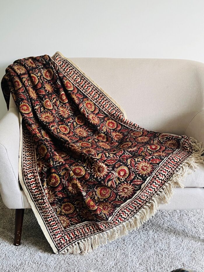 Rust Floral Throw Blanket Couch