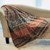 Vintage Rust Boho Throw Blanket