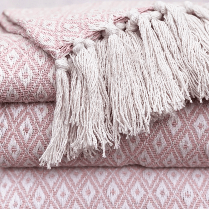 100% Recycled Cotton Pink Throw Blanket