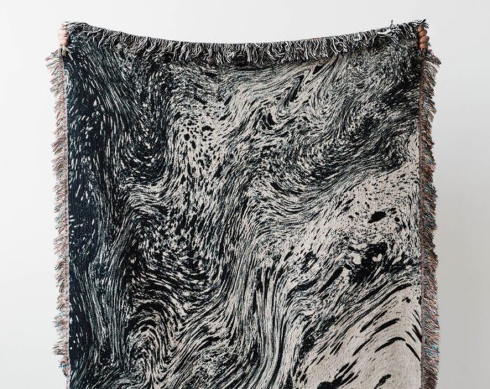 Abstract Marble Blanket: Woven Cotton Throw