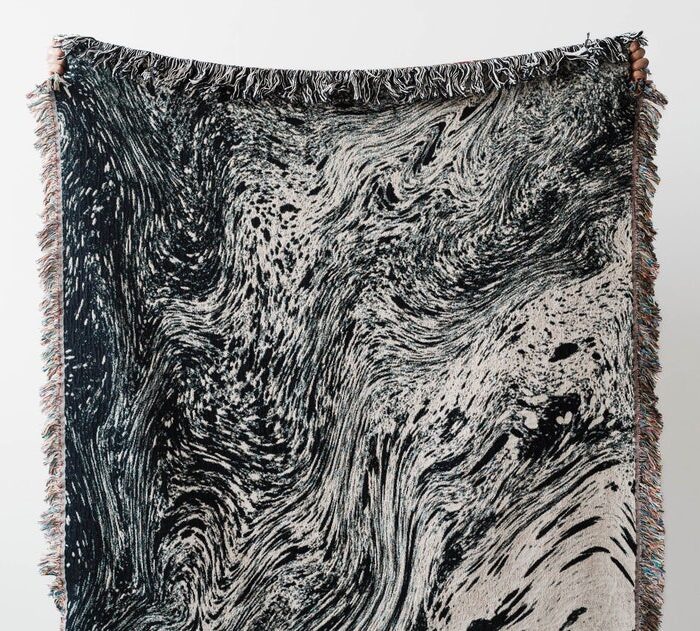 Abstract Marble Blanket: Woven Cotton Throw