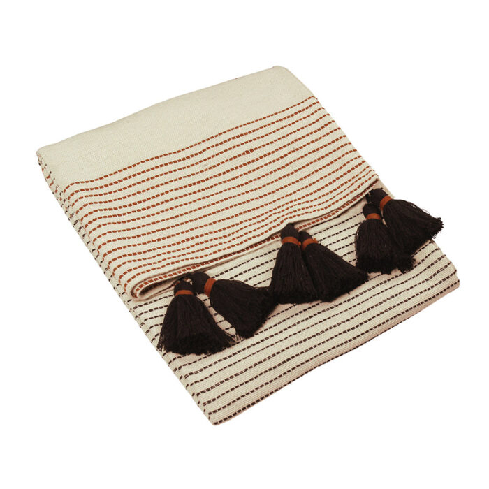 Banda Tasselled Throw Pecan/Black