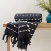 Black Handmade Cotton Throw Blanket