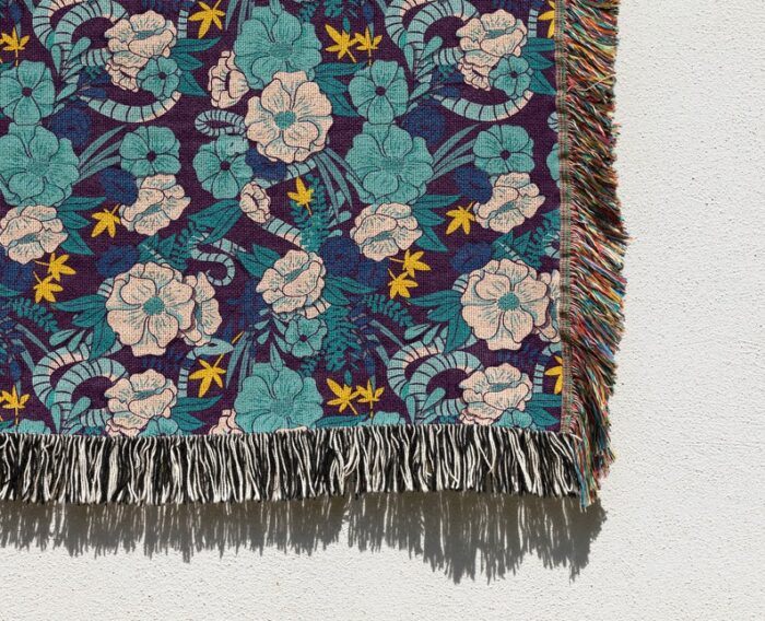 Blue Floral Blanket: Boho Blanket