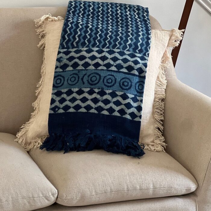 Blue Indigo Block Print Throw Blanket Couch for livingroom decor