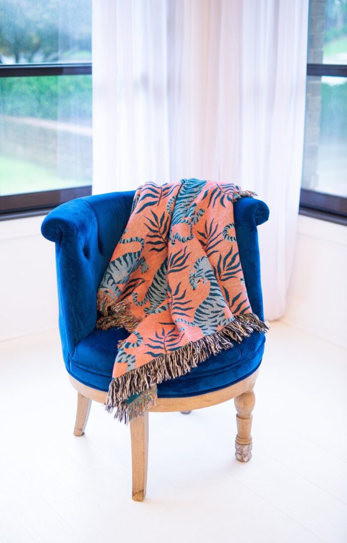 Blue Tiger Throw Blanket: Animal Blanket