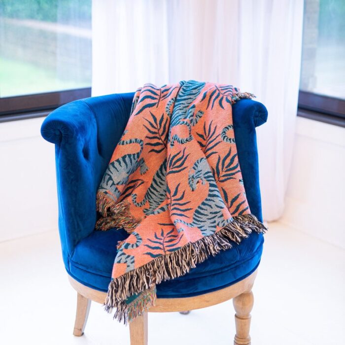 Blue Tiger Throw Blanket: Animal Blanket