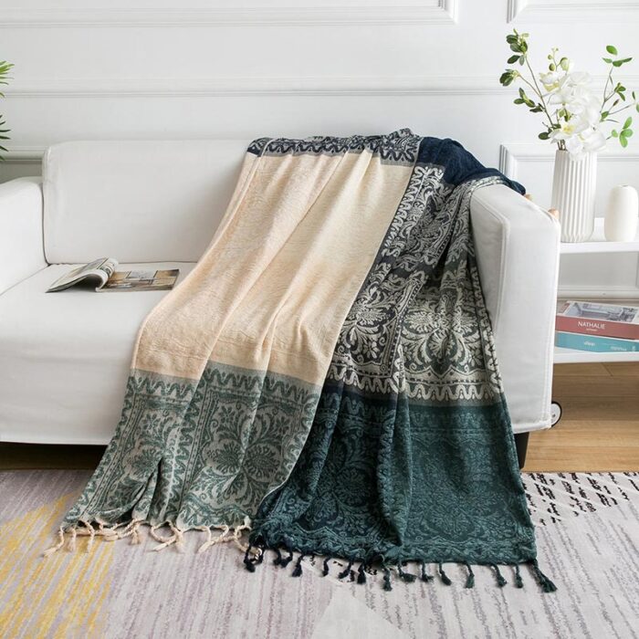 Bohemian Flower Tassel Knit Shawl Blanket