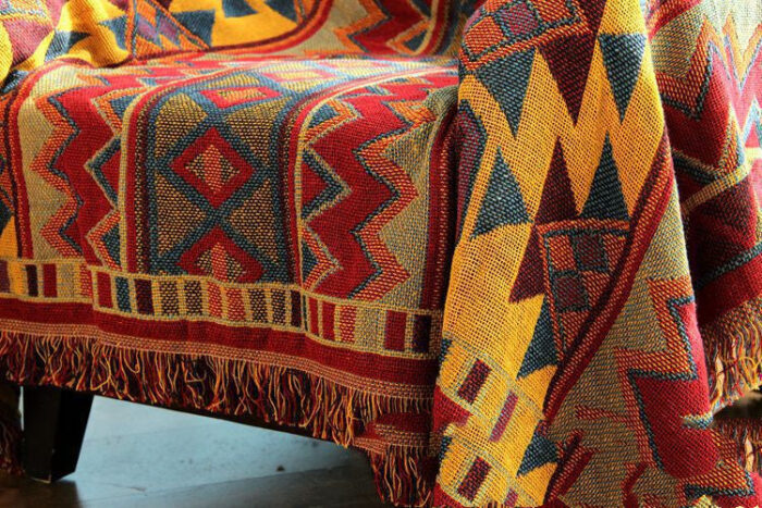 Bohemian Kilim Multicolour Geometric Throw Bedspread