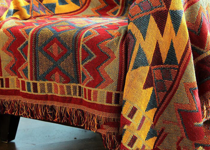 Bohemian Kilim Multicolour Geometric Throw Bedspread