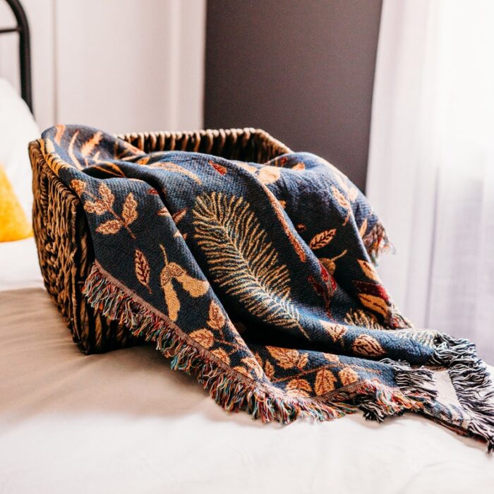 Botanical Leaves Throw Blanket