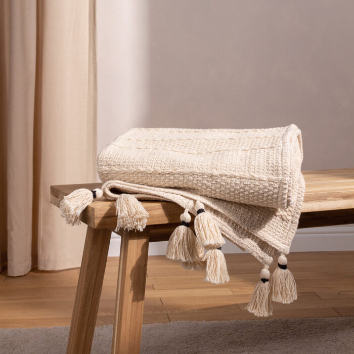 Caliche Woven Tasselled Throw Natural