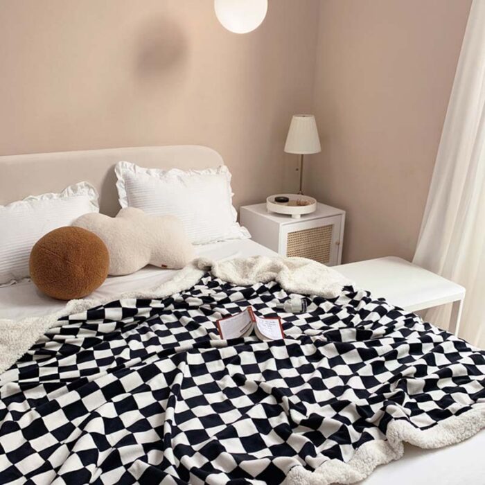 Checkerboard Fuffly Reversible Throw Blanket