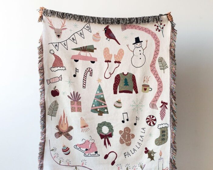 Christmas Blanket: Cute Woven Cotton Throw For Winter Decor