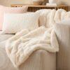 Clea Natural Check Fur Throw