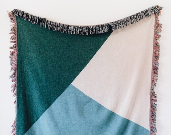 Color Block Woven Throw Blanket - Green & Blue Throw Blanket