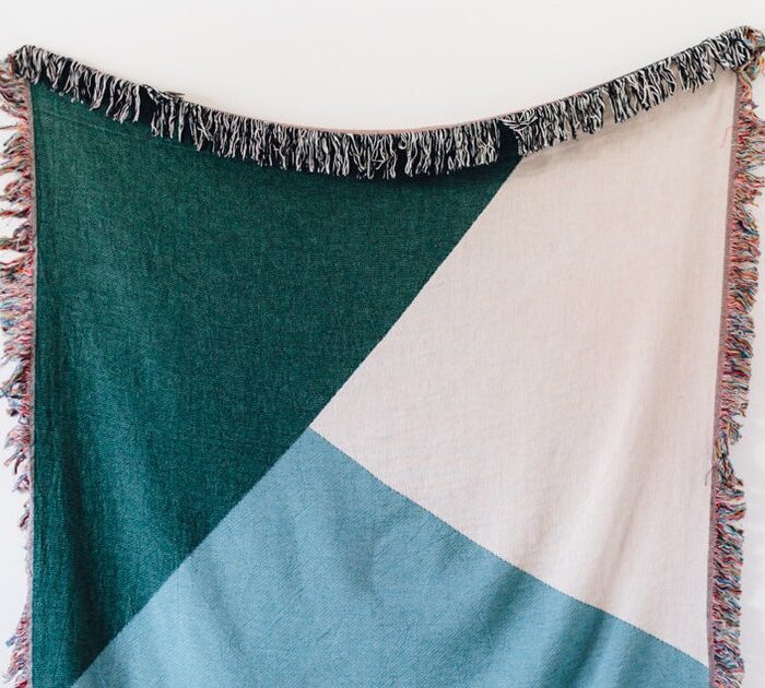 Color Block Woven Throw Blanket - Green & Blue Throw Blanket