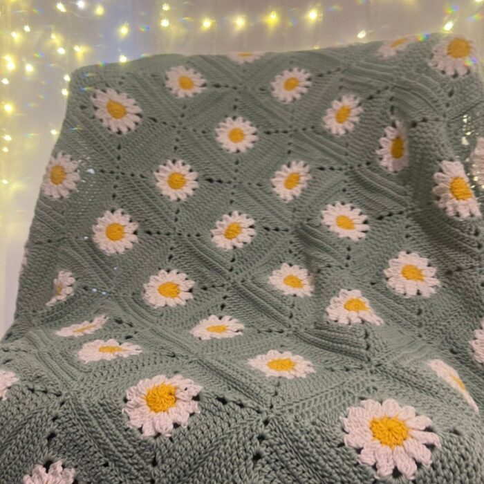 Cozy Gift For Daisy Lovers Floral Crochet Blanket Daisy Granny Toddler Afghan Throw Cuddle Blanket Statement Nursery Decor