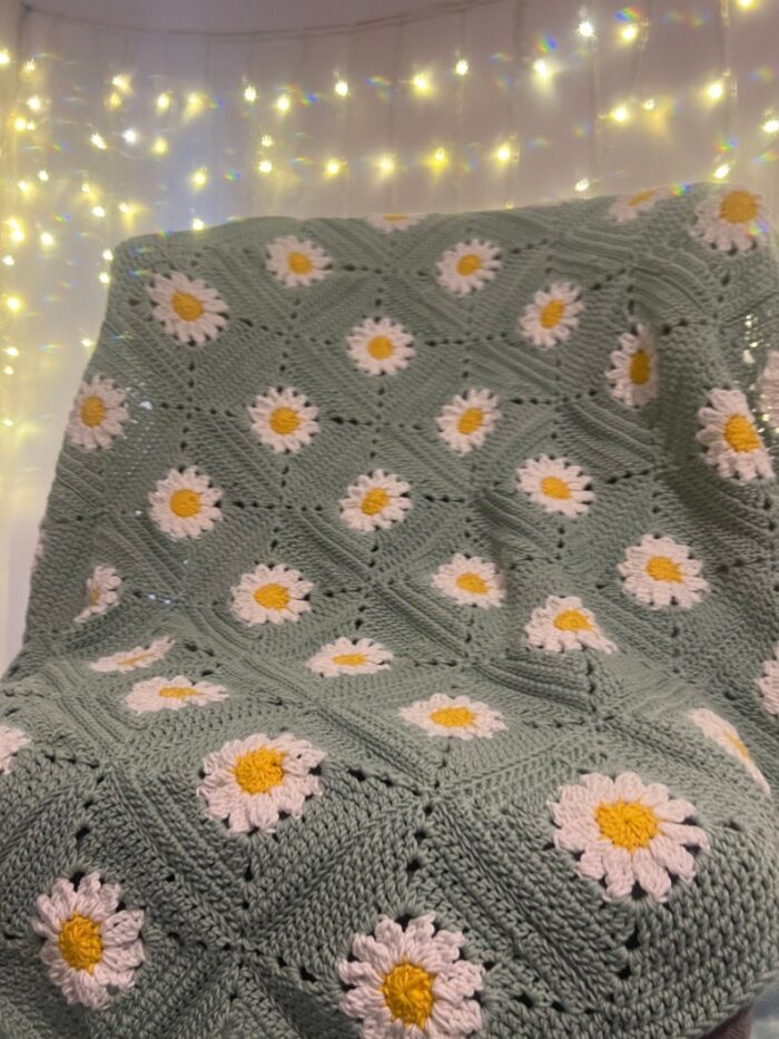 Cozy Gift For Daisy Lovers Floral Crochet Blanket Daisy Granny Toddler Afghan Throw Cuddle Blanket Statement Nursery Decor