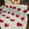 Cozy Gift For Mothersday Crochet Heart Throw Granny Retro Blanket 3D Bedspread Statement Love Throw