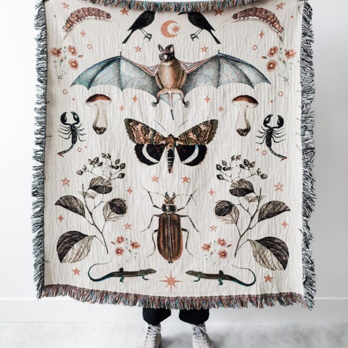 Creepy Crawlies Personalized Throw Blanket: Woven Cotton Throw