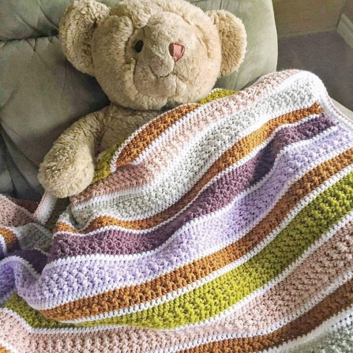 Crochet Blanket Pattern - Bellame Baby Blanket Pattern Striped Textured Crochet Blanket