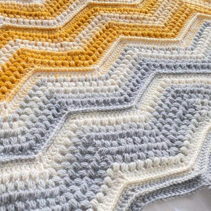 Crochet Blanket Pattern - Chevron With A Twist Blanket Puff Stitch Chevron Ripple Afghan Textured