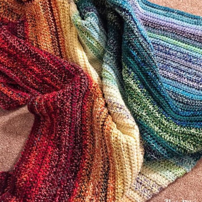 Crochet Blanket Pattern - Easy Weighted Rainbow Blanket Colorful Gradient Scrap Yarn Afghan Beginner Crochet