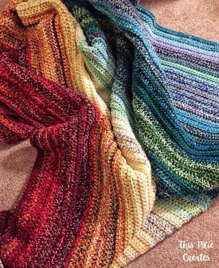 Crochet Blanket Pattern - Easy Weighted Rainbow Blanket Colorful Gradient Scrap Yarn Afghan Beginner Crochet