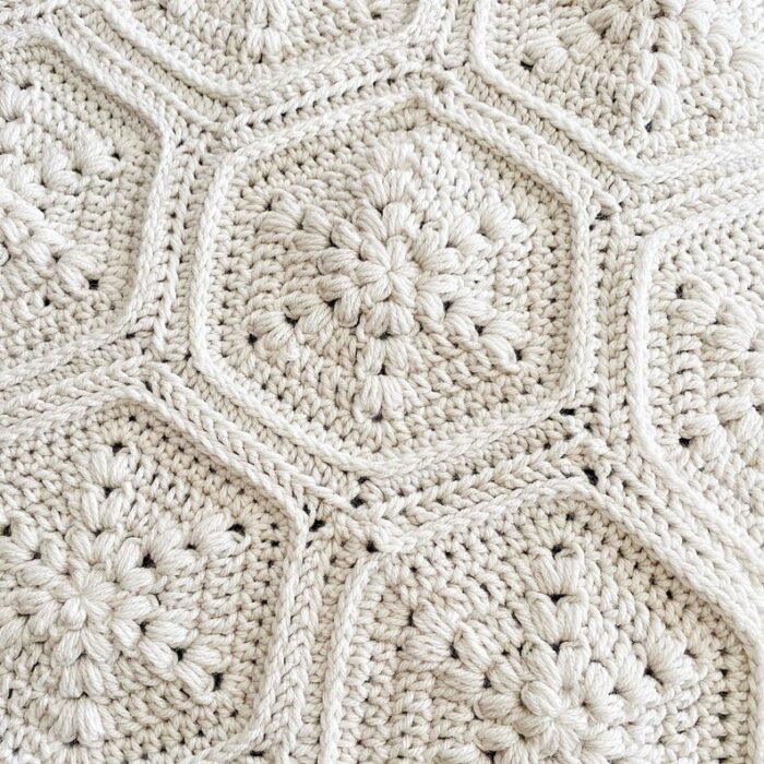 Crochet Blanket Pattern - Flower Power Blanket Crochet Puff Stitch Hexagon And Trapezoid Motif Blanket Join As You Go Crochet