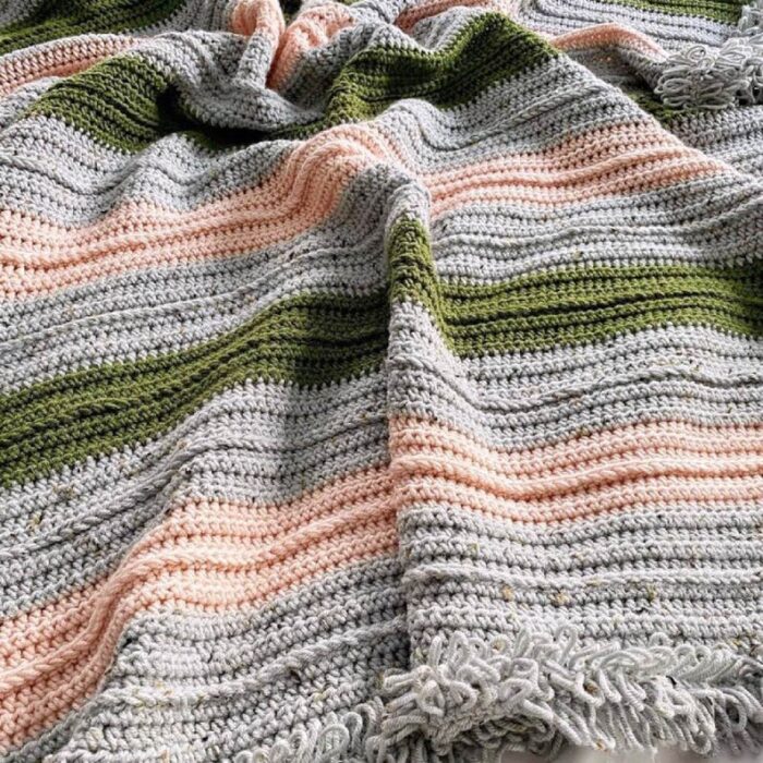 Crochet Blanket Pattern - Jazz It Up Afghan 7 Blanket Sizes Crochet Color Block Striped Textured Blanket Loop Stitch Border