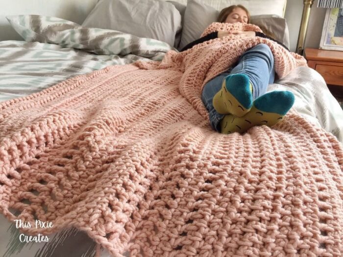 Crochet Blanket Pattern - Mountain Mama Blanket Easy Beginner Crochet Pattern 5 Basic Stitches Bulky Yarn