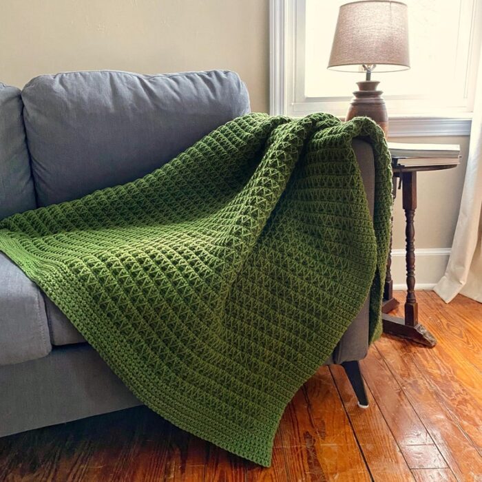 Crochet Blanket Pattern - Zig And Zag Blanket Easy 4-Row Repeat Cozy Textured Throw Crochet Border As You Go