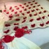 Crochet Heart Throw Granny Valentines Blanket 3D Bedspread Statement Love Throw Gift Valentines Day