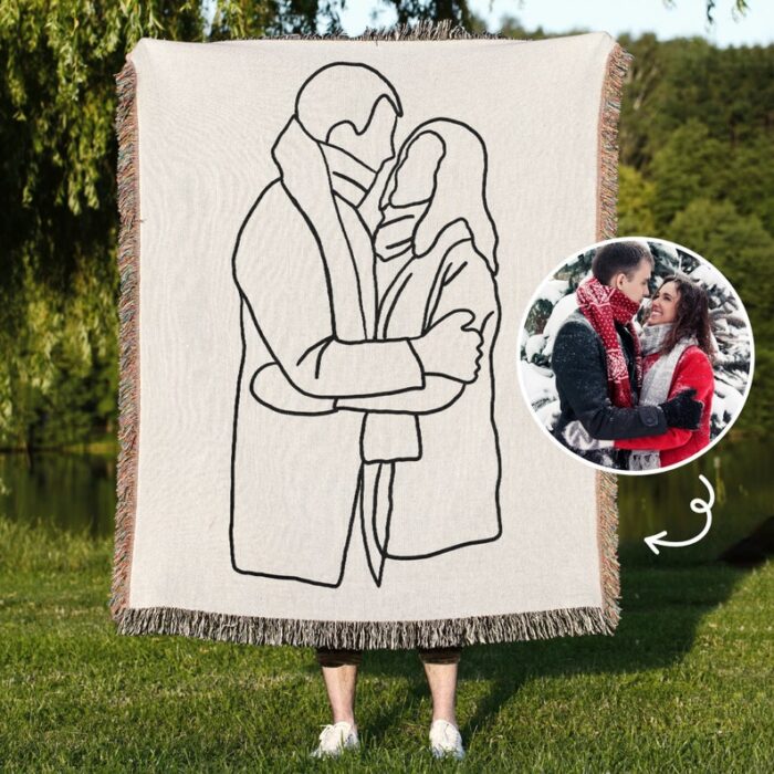 Custom Portrait Photo Woven Blanket