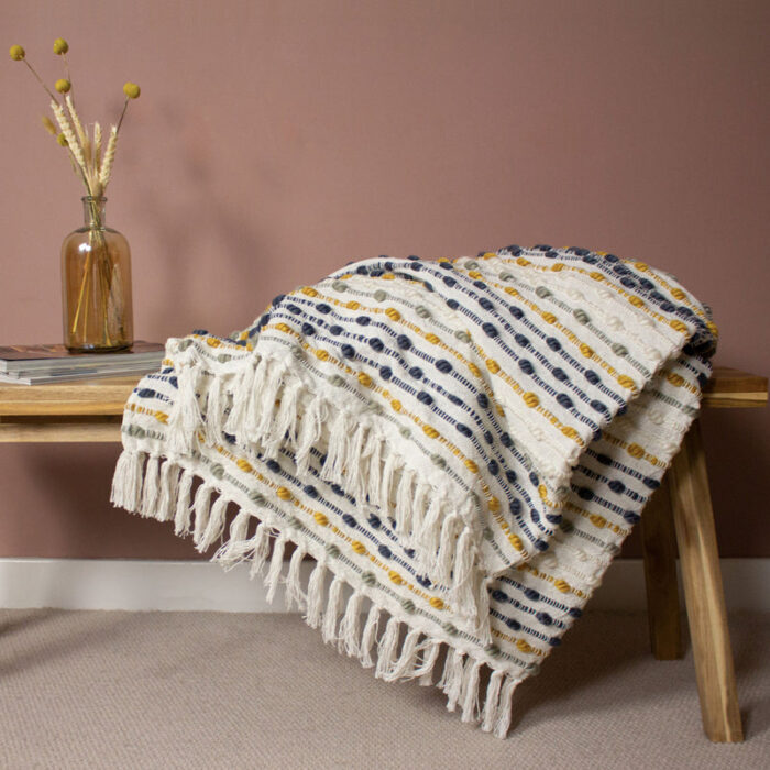 Dhadit Stripe Throw Ochre