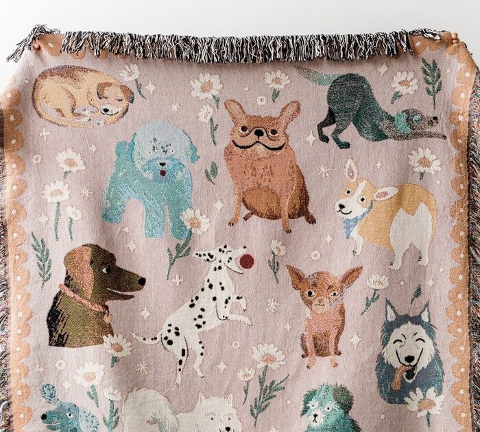 Dog Throw Blanket: Woven Cotton Throw