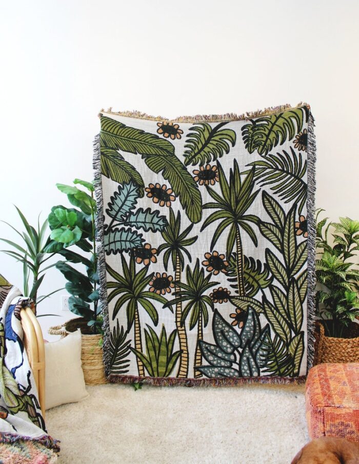 Dream Tropical Vacation - Tropical Throw Blanket - Housewarming Gift - House Plants - Tropical Plants - Throw Blanket - Bedroom Decor