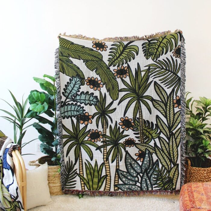 Dream Tropical Vacation - Tropical Throw Blanket - Housewarming Gift - House Plants - Tropical Plants - Throw Blanket - Bedroom Decor