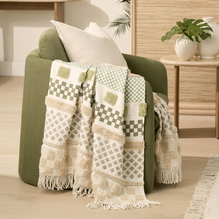 Felix Natural & Green Tufted Throw