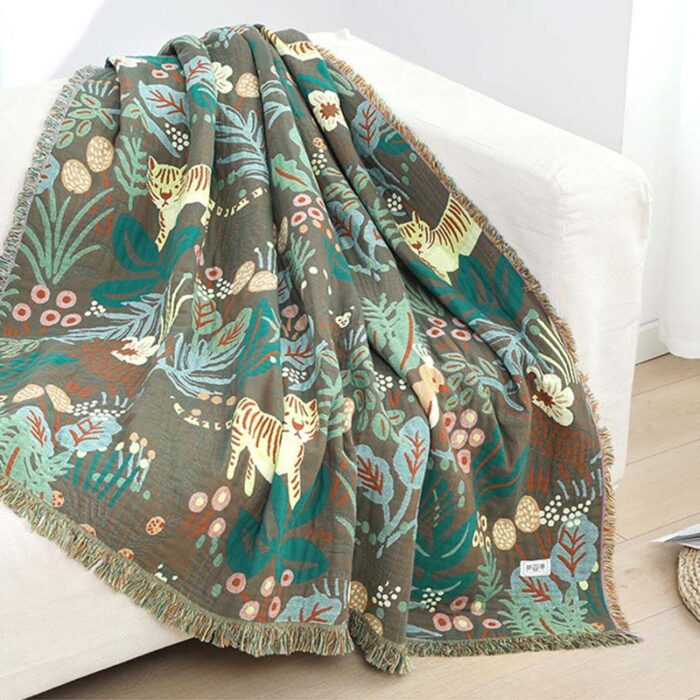 Forest Tiger Reversible Pattern Gauze Blanket