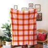 Gingham Knit Blanket - Strawberry Shortcake - Pink - Orange - Red - Checkered Throw Blanket Decor - Picnic Blanket