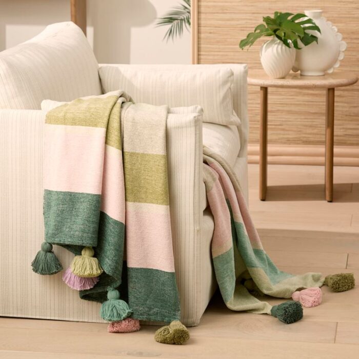 Global Traveller Greens Stripe Throw