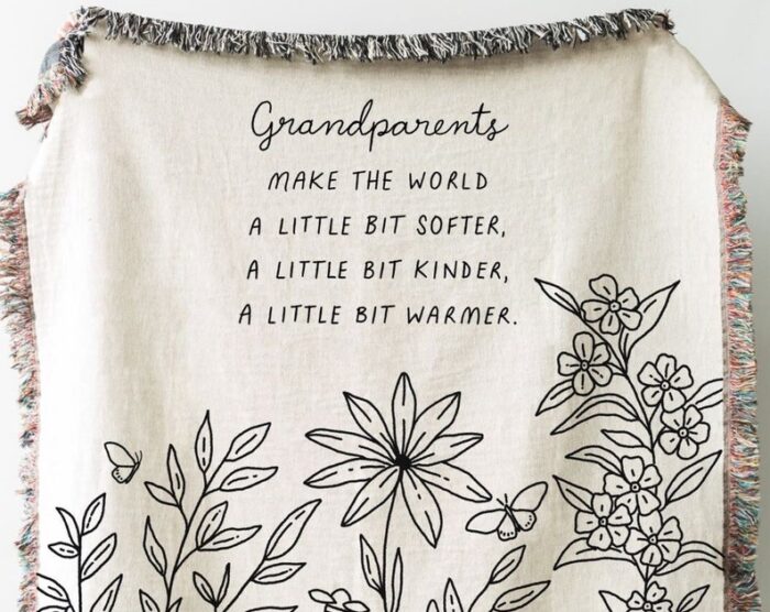 Grandparent Gift Blanket: Flower Woven Throw