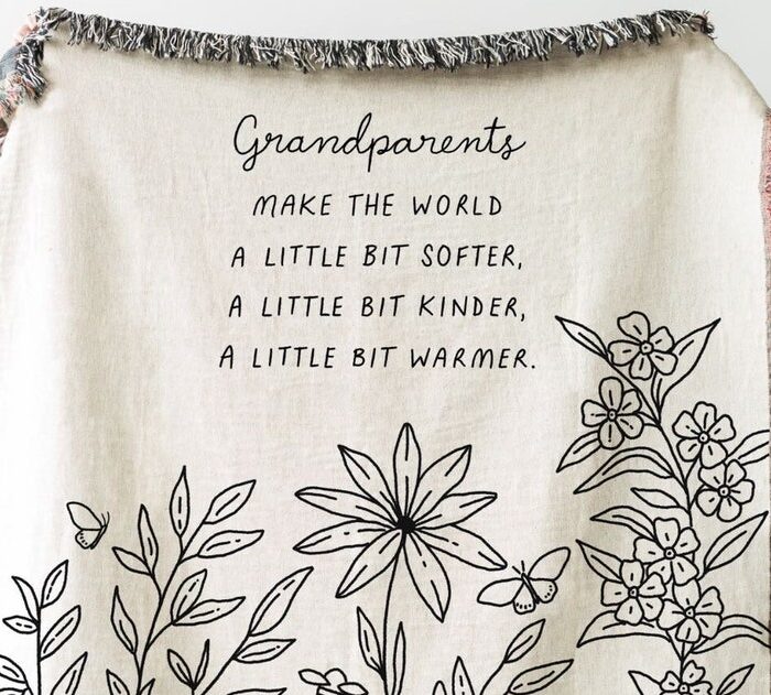 Grandparent Gift Blanket: Flower Woven Throw