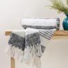 Gray Stripes Hand Woven Cotton Throw Blanket